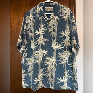 Jamaica Jaxx Blue Bamboo Print Men's Shirt Size Large